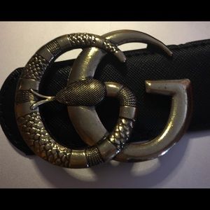 Black leather GG belt